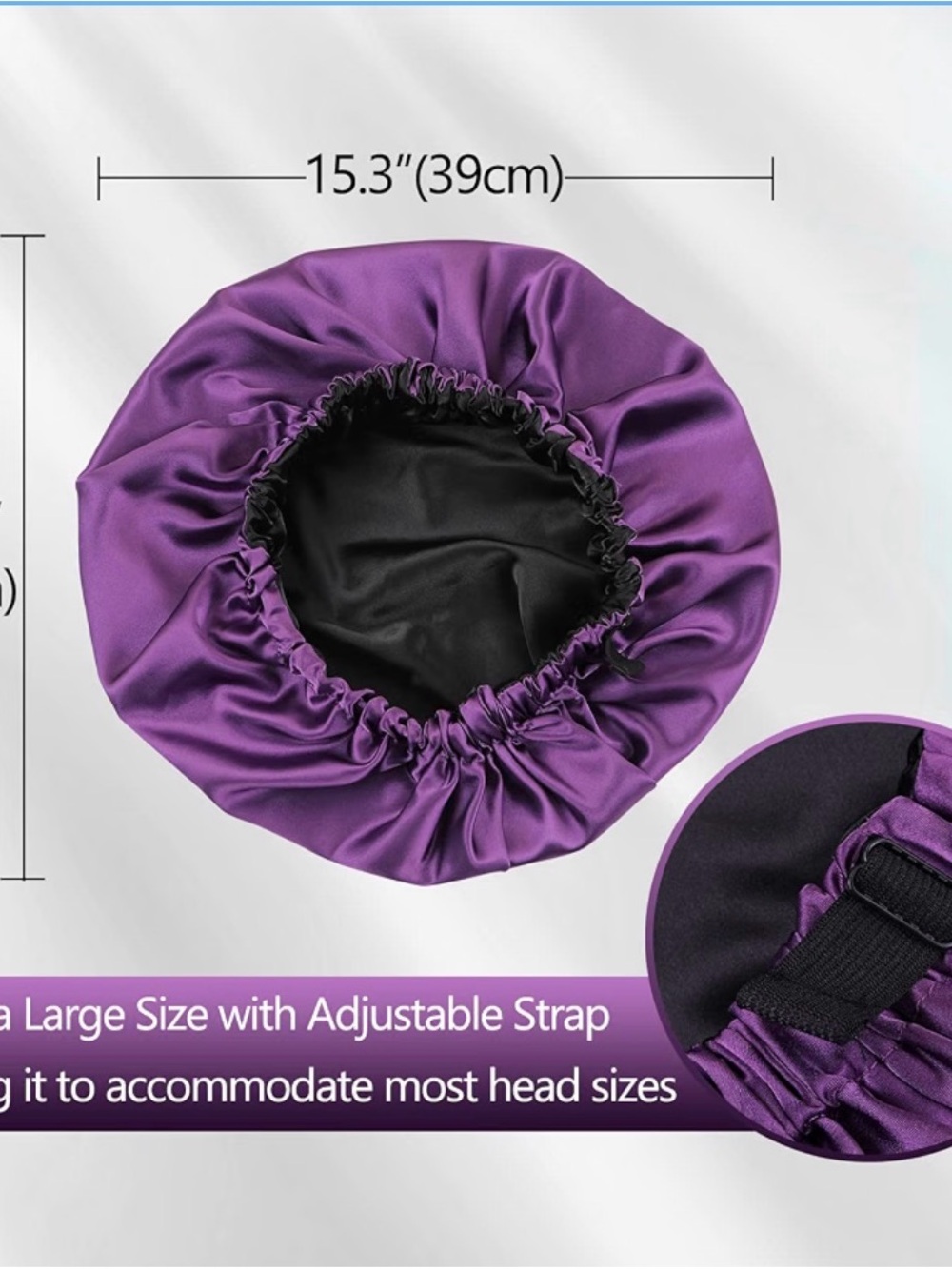 Purple Satin Adjustable Sleep Bonnet - Women Accessories